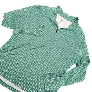 1764 Golf 1/4 Zip Pullover Men's L Green Geometric Performance Stretch Athletic